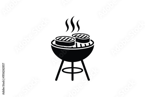 Delicious steaks grilling on a barbecue grill with steam rising, perfect for a summer cookout.