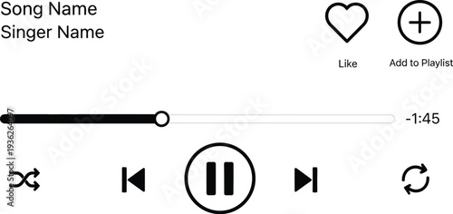 Music Player Interface Vector with Song Name and Controls
