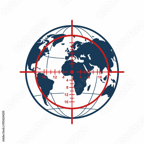 Global Surveillance Target Symbol on World Map Illustration