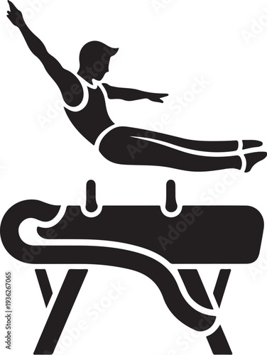 Vector gymnast on pommel horse silhouette
