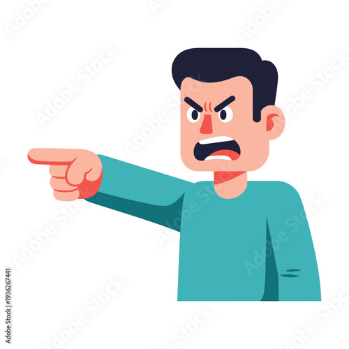 Angry Man Pointing Finger, Expressing Frustration and Disagreement