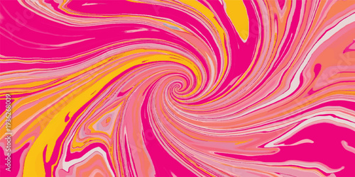 Abstract colorful background pattern featuring a purple and pink spiral vortex with rainbow light swirls and circular fractal textures for a modern motion wallpaper illustration