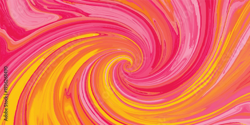 A bright abstract background featuring a colorful rainbow swirl of liquid energy and spiral motion with twirling blue lines in a circular vortex design