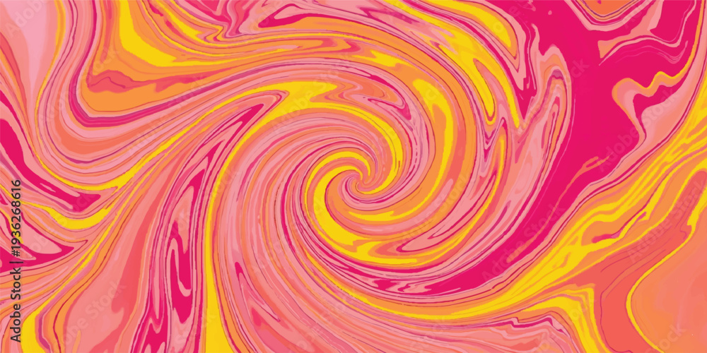 Obraz premium An abstract colorful background vector illustration featuring a vibrant rainbow spiral of light and paint swirls in a fractal vortex design with a blue and orange heart pattern backdrop