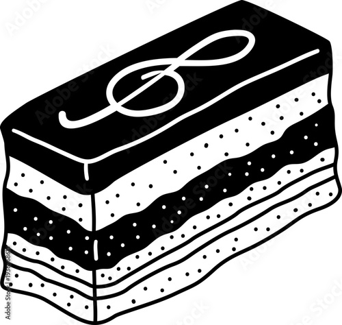 Opera Cake Layers Gourmet Bakery Dessert Illustration