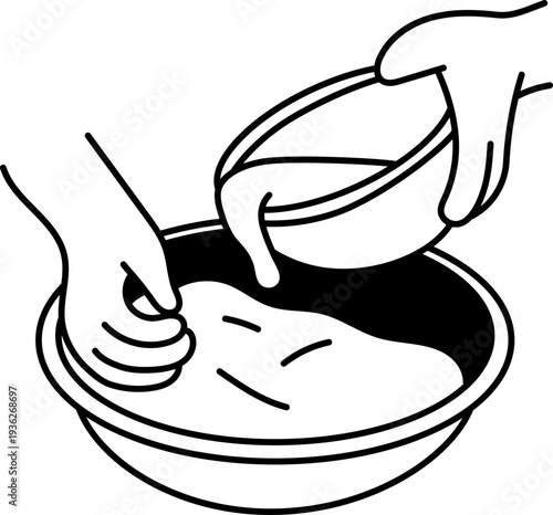 Pouring Batter into Baking Bowl Illustration