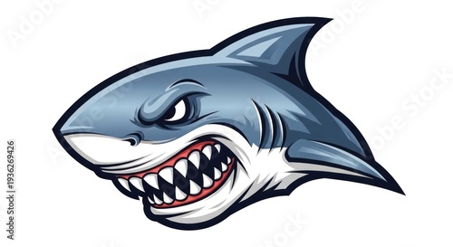 Cartoon Shark Head with Sharp Teeth.