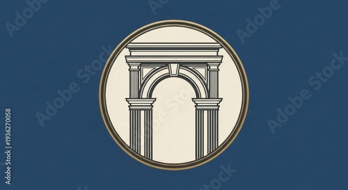 Classic Archway Icon in Circle Emblem.