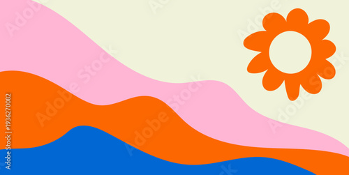 Retro Sunrise Abstract Landscape