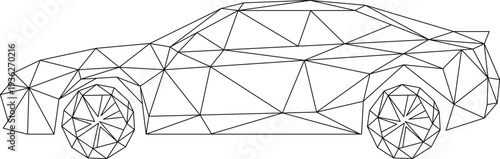 Low poly car wireframe geometric modern design