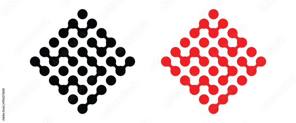 Fototapeta premium Abstract multicolor and black meta ball pattern. Abstract of geometric meta ball pattern for Science, Innovation, Biotech and Digital Branding.