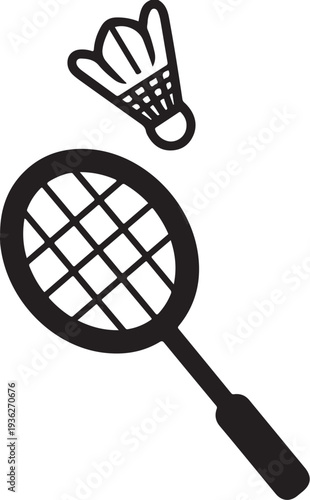 Badminton racket and shuttlecock icon vector