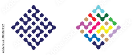 Pattern of multi color meta balls isolated on white background. Modern geometric shapes of liquid connected drops. Modern contemporary geometric shapes and elements. Meta ball pattern. 