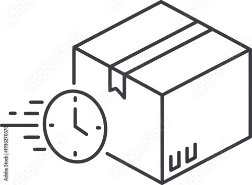 Express Delivery Icon with Clock and Shipping Box for Fast Logistics and E-commerce Services
