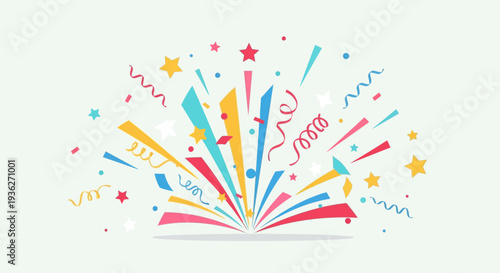 Confetti Explosion Prank April Fools Day Flat Vector Illustration