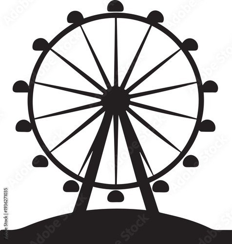 Ferris Wheel Silhouette Vector Black and White
