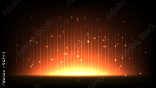 Golden Glowing Light Burst with Sparkle Abstract Background. Perfect for celebration themes, awards events, premium branding, and festive designs.