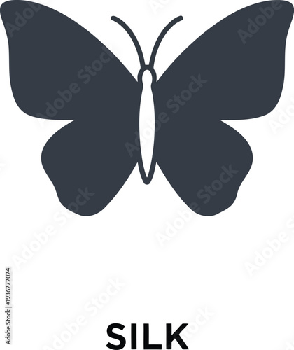 Silk Butterfly Icon Vector Isolated on White Background for Textile and Fashion Design