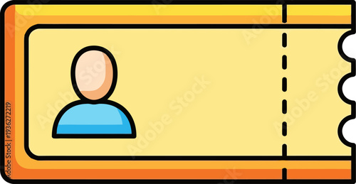 Admission ticket template featuring a user profile icon