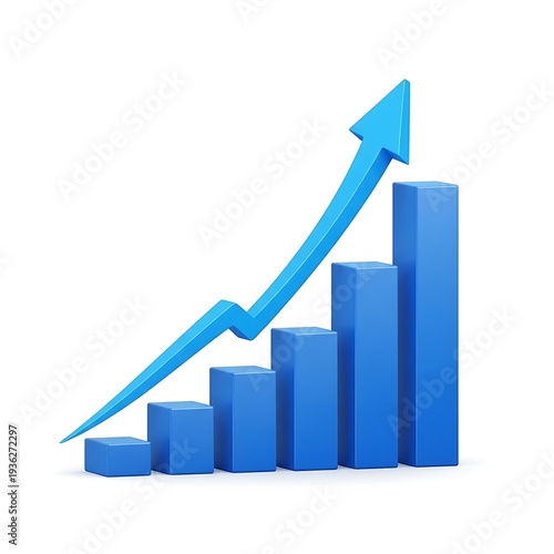 Free Download A blue bar graph showing a steady increase in value over time with an upward trend arrow. - GFXLoad