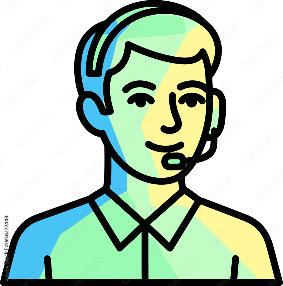 Obraz premium Friendly call center operator wearing a headset