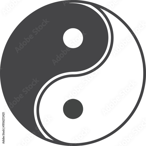 Yin Yang Symbol Black and White Vector Icon for Balance, Harmony, and Spiritual Design Concepts