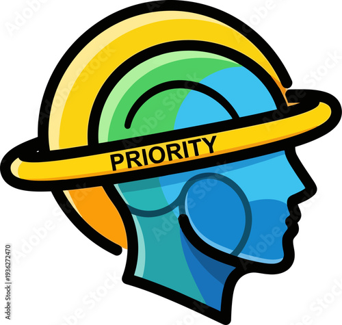 Human head silhouette emphasizing a priority status