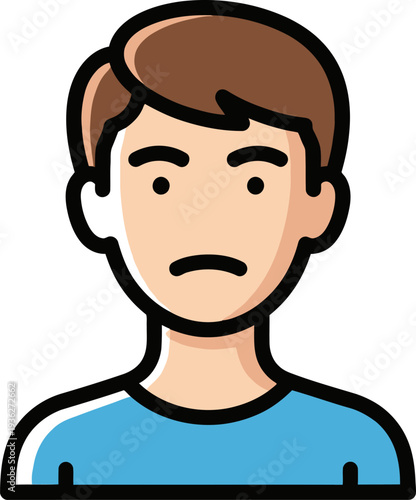 Unhappy male avatar with sad expression