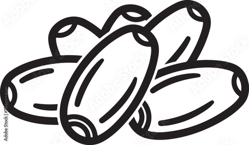 Set of 5 black and white vector olives