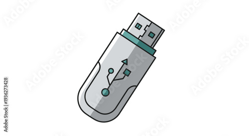 Silver USB flash drive showing a connection port and data transfer.