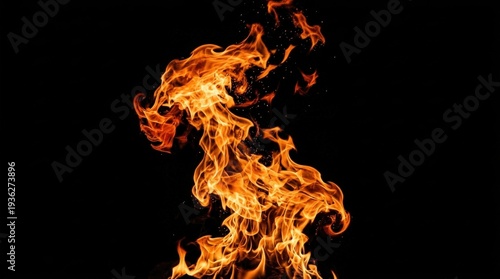 Flames on Black Background.