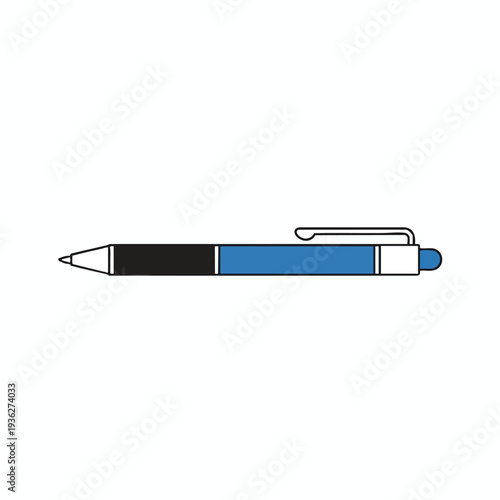 Close Up of a Blue and Black Ballpoint Pen on White Background