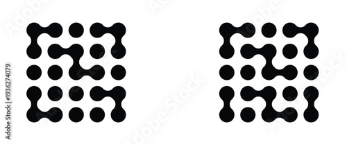Set of black meta balls isolated on a white background. Point movement. Morphing blobs. Meta balls transition. Logo, sticker templates. Web design elements.