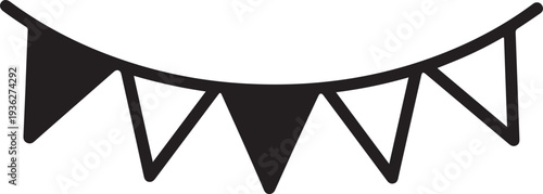 Set of 8 black triangular bunting flags vector