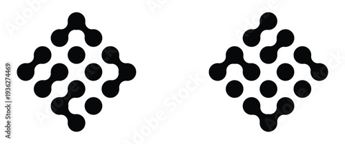 Set of black meta balls isolated on a white background. Abstract nerve cell dots or computer nano net . Meta ball Set. Vector connect circle shapes.