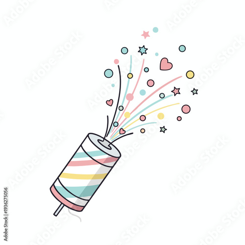 Colorful Party Poppers Exploding with Confetti and Streamers