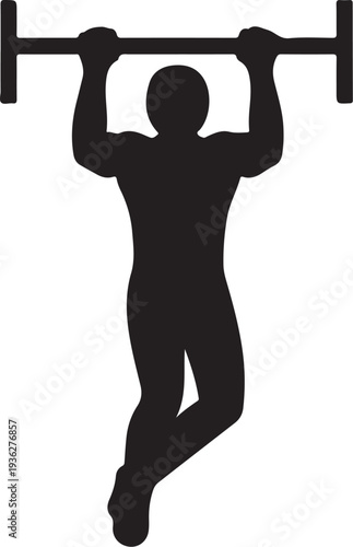 Vector silhouette of man doing pull-ups