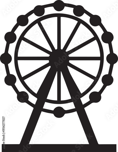 Ferris Wheel Silhouette Vector Black and White
