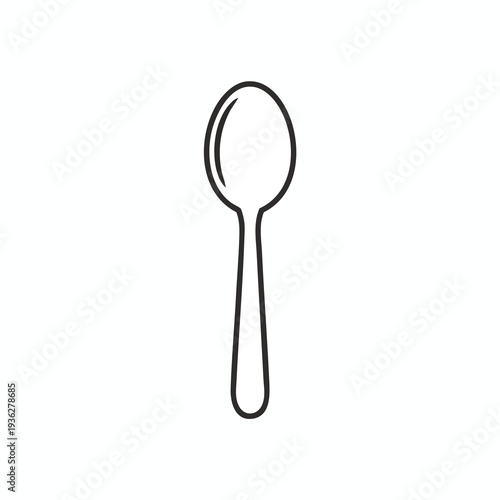 Minimalist Line Drawing of a Spoon for Creative Food and Kitchen Themes