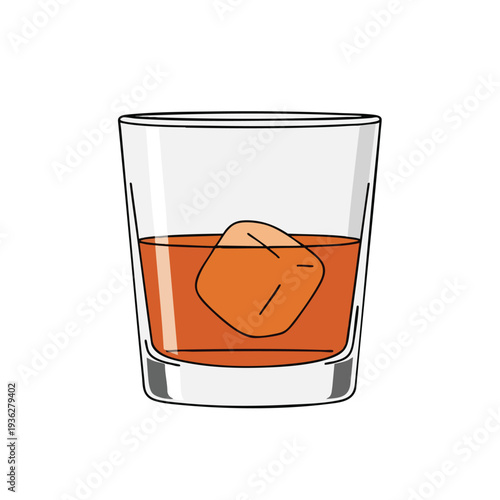 Refreshing Glass of Whiskey with Ice Cubes for a Relaxing Drink Experience