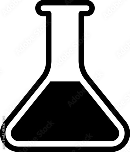 Black erlenmeyer flask icon - solid
