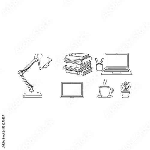A collection of office and study items