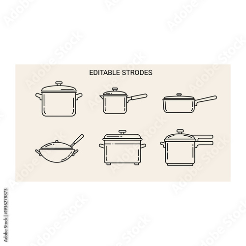 A collection of kitchen pots and pans