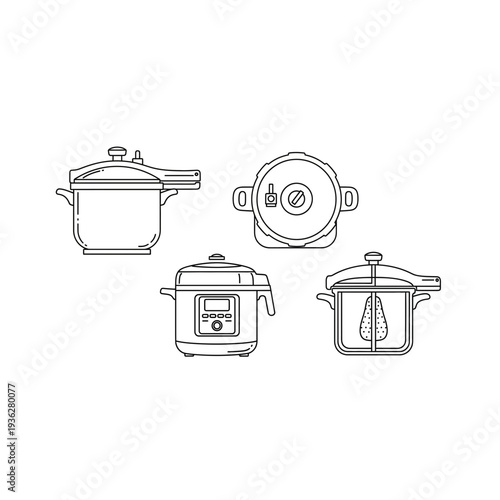 Four different types of pots and pans are shown