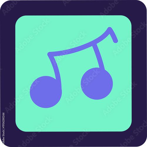 Blue And Turquoise AI Technology Doodle Outline Sticker With Music Element. Bright Flat Icon