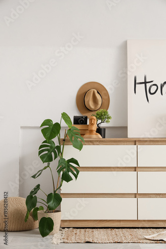 Interior of light room with...