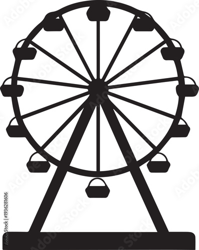 Ferris Wheel Silhouette Vector Black and White