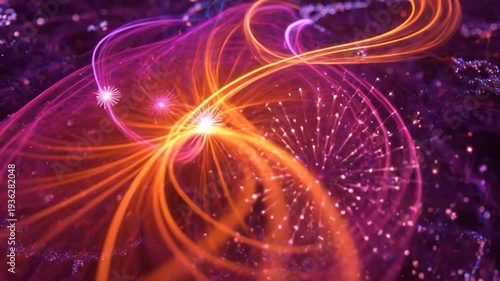 Vibrant Neon Lights Swirling in Darkness.