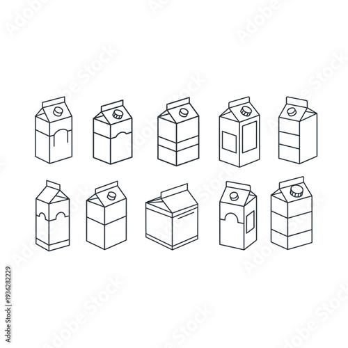 A collection of different milk carton designs