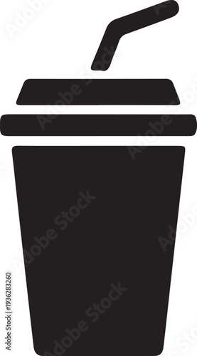 Soft Drink Cup with Straw Fast Food Icon,Takeaway Soda Cup Beverage Symbol Vector